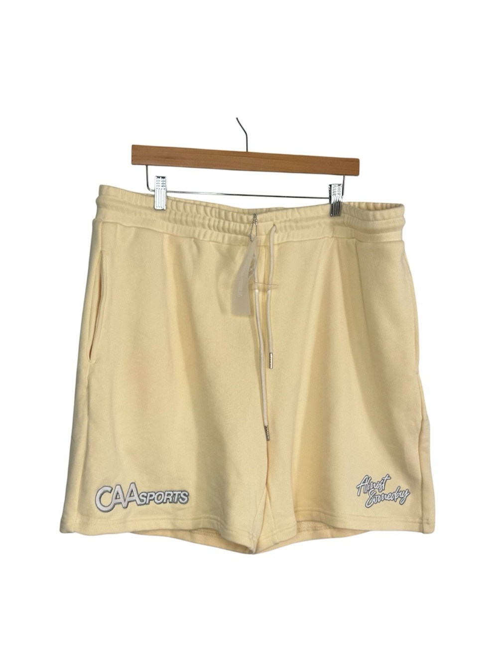 ALMOST SOMEDAY Yellow Terry Shorts CAA Sports" Embroidered New Size 3XL